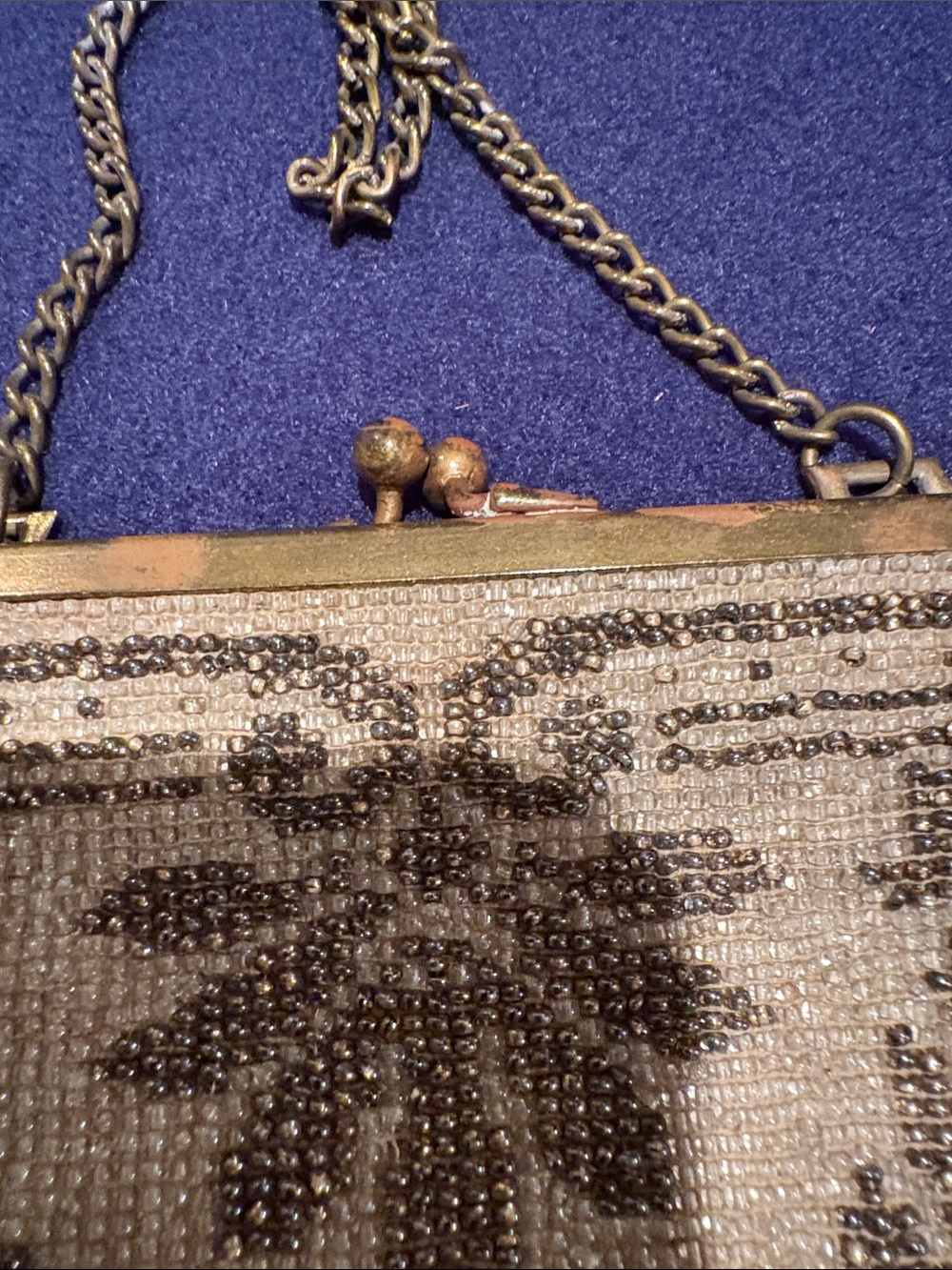 Vintage Beaded Floral Evening Clutch - silver and Cream - Picture 2 of 5